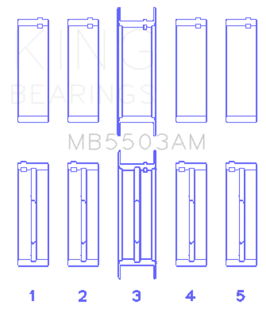 King Ford V8 351ci 5.8L 16v Crankshaft Main Bearing Set (Set of 5)