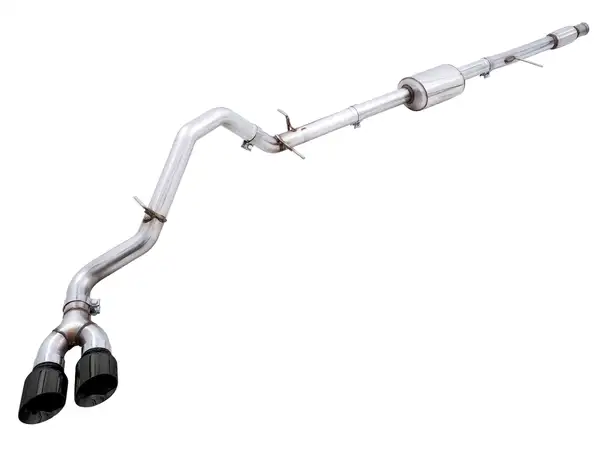 AWE Tuning 0FG Catback Dual Side Exit Exhaust for 4th Gen Silverado/Sierra 1500 5.3L (Flat Bumper) - Diamond Black Tips (3015-23208)
