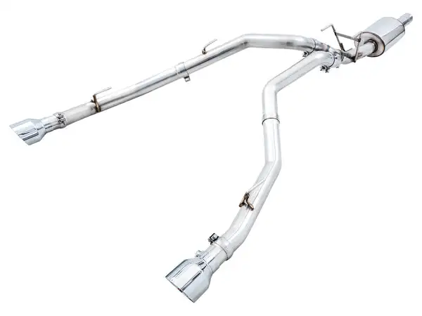 AWE Tuning 0FG Dual Rear Exit Catback Exhaust for 4th Gen RAM 1500 5.7L (with bumper cutouts) - Chrome Silver Tips (3015-32002)