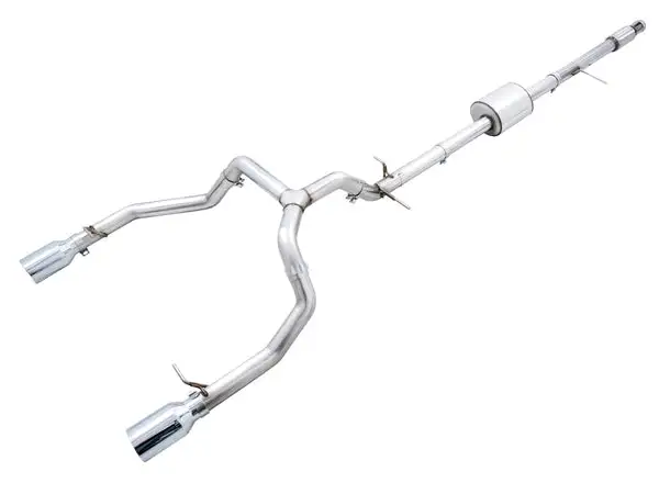 AWE Tuning 0FG Catback Split Rear Exit Exhaust for 4th Gen Silverado/Sierra 1500 5.3L (Flat Bumper) - Dual Chrome Silver Tips (3015-32205)
