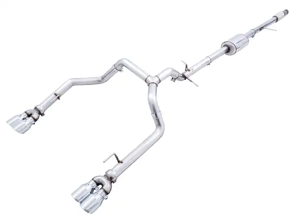 AWE Tuning 0FG Catback Split Rear Exit Exhaust for 4th Gen Silverado/Sierra 1500 5.3L (With Bumper Cutouts) - Quad Chrome Silver Tips (3015-42201)