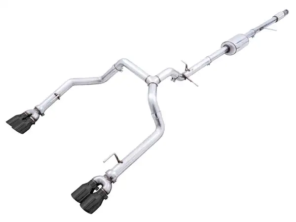 AWE Tuning 0FG Catback Split Rear Exit Exhaust for 4th Gen Silverado/Sierra 1500 5.3L (With Bumper Cutouts) - Quad Diamond Black Tips (3015-43202)