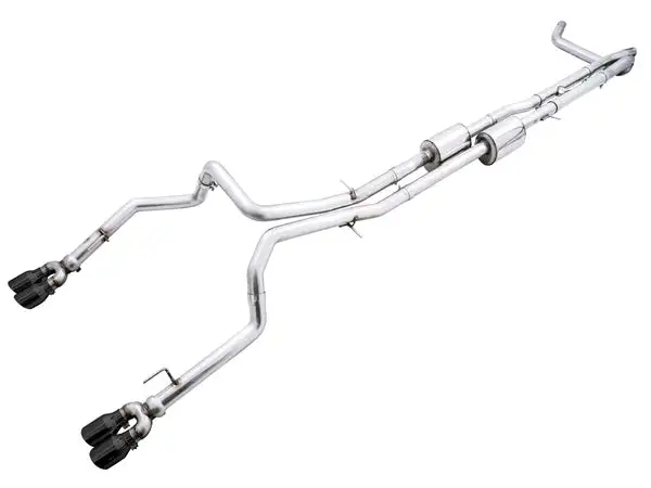 AWE Tuning 0FG Catback Split Rear Exit Exhaust for 4th Gen Silverado/Sierra 1500 6.2L (With Bumper Cutouts) - Quad Diamond Black Tips (3015-43204)