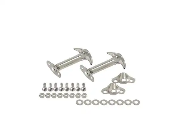 Jeep CJ/YJ Hood Catch Pair 55-95 CJ and Wrangler YJ Polished Silver Kentrol - Kentrol - 30401