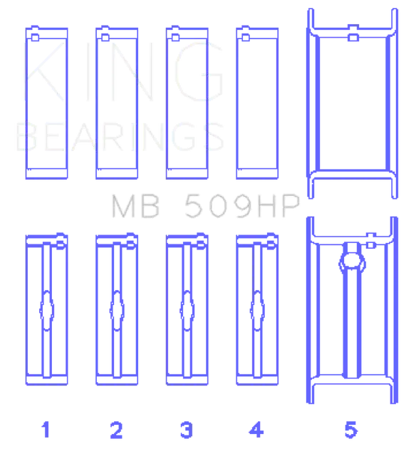 King Chevrolet 400 V8 Crankshaft Main Bearing Set (Set of 5)