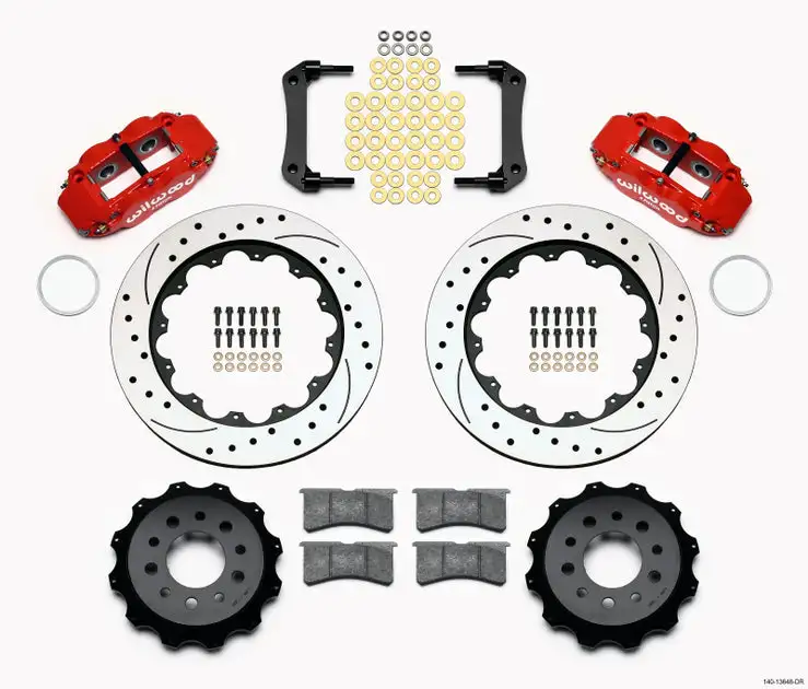 Wilwood Narrow Superlite 4R Rear Kit 14.00in Drilled Red Morrison Multilink IRS (10-15 Camaro Based)
