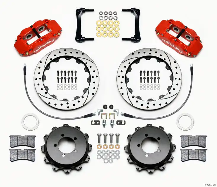 Wilwood Narrow Superlite 4R Rear Kit 12.88in Drilled Red 2008-2012 Subaru WRX w/Lines