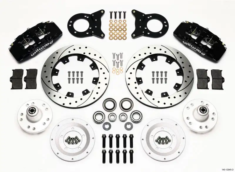 Wilwood Dynapro 6 Front Hub Kit 12.19in Drilled 1970-1973 Mustang Disc & Drum Spindle
