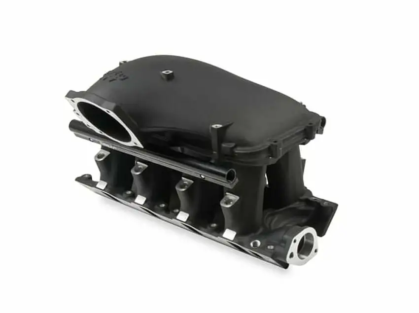 8.2 SBF Ford Hi-Ram EFI Manifold with Side Mount Top-Black - 300-308BK