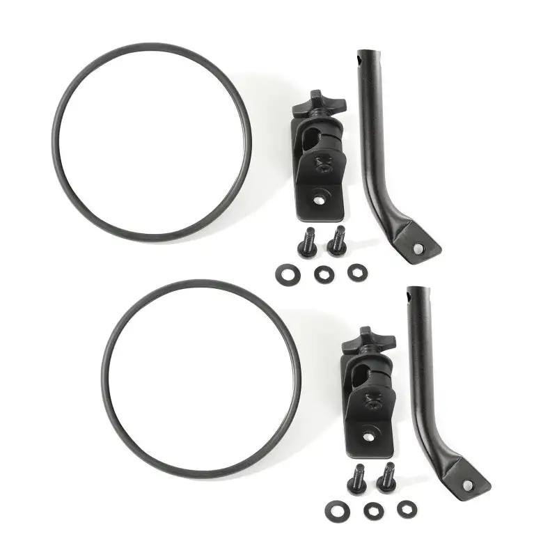 Rugged Ridge Jeep Wrangler Textured Black Round Stubby Trail Mirror Kit