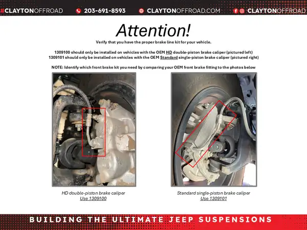 Jeep Front Brake Lines 2018+ JL Clayton Off Road - COR-1309101 - Clayton Off Road