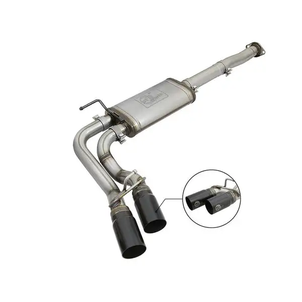aFe Rebel Series 3 IN Cat-Back Exhaust System w/ Dual Mid-Side Exit Black Tips (49-46033-B)