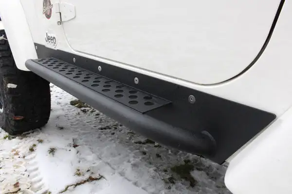 Jeep TJ Rock Slider W/Tube Step 97-06 Wrangler TJ Steel Black Textured Powdercoat  Fishbone Offroad - Fishbone Offroad - FB23028