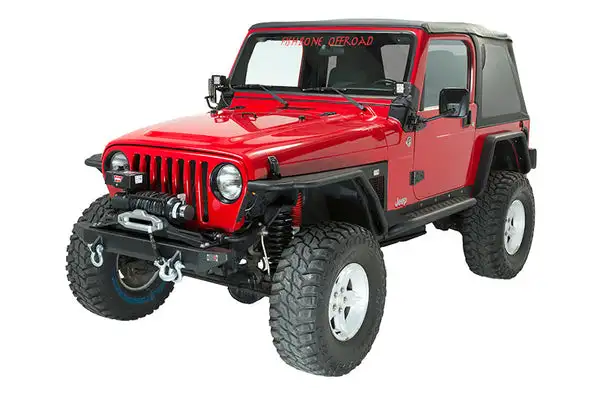 Jeep TJ Winch Plate Steel 97-06 Wrangler TJ Black Textured Powdercoat Piranha Series Fishbone Offroad - Fishbone Offroad - FB21052