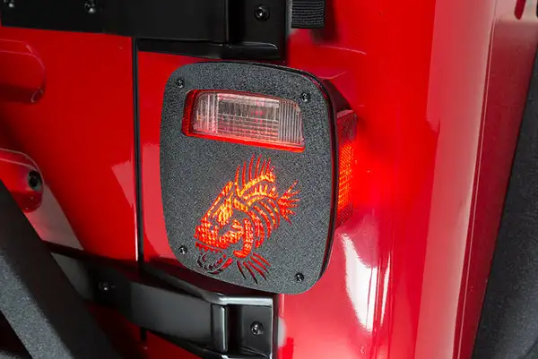 Jeep Wrangler CJ YJ TJ Tail Light Covers Black Textured Powdercoat Fishbone Offroad - Fishbone Offroad - FB31044