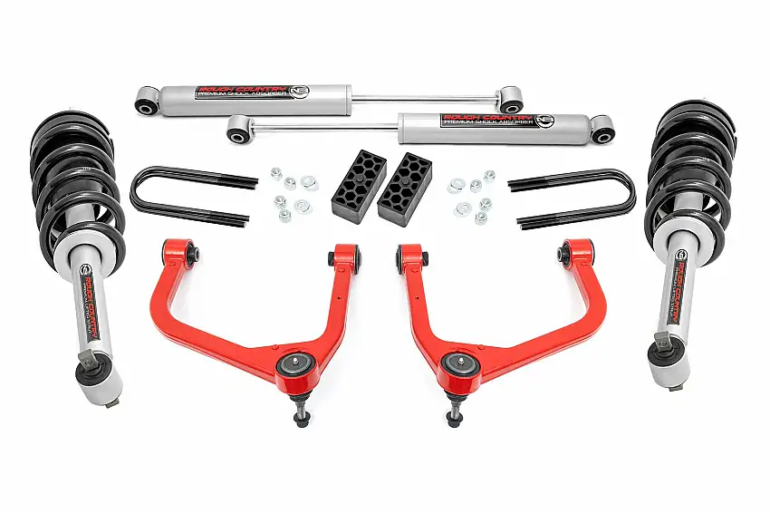 Fits Chevy Silverado 1500(22-24) 3.5" Lift Kit N3 Struts Rear Mono Leaf 28231RED