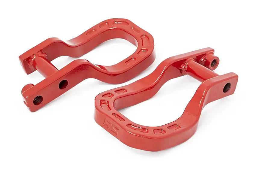 Fits Chevy Silverado 1500 2WD/4WD (2019-2024) Tow Hooks; Forged; Red; RS132