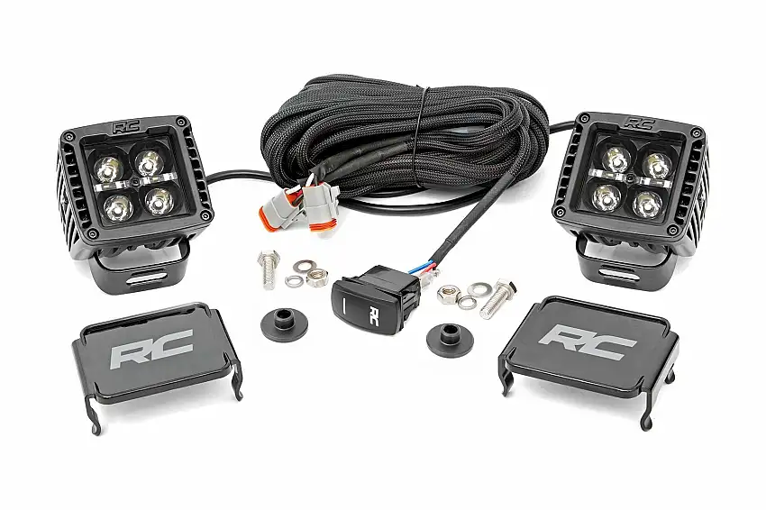 Fits Ford Bronco (21-24) LED Light Kit Ditch Mount 2" Black Pair White DRL 71048