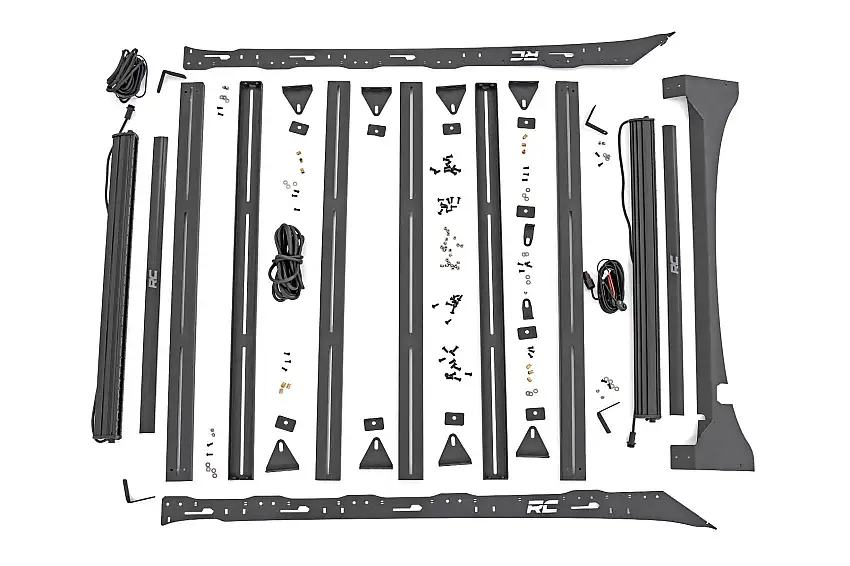 Fits Ford F-150 2&4WD (15-18) Roof Rack; FR & RR 40" Single Row BLK LEDs; 51022