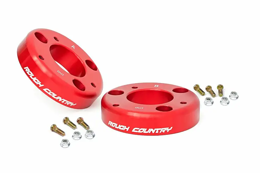 Fits Ford F-150 2WD/4WD (2009-2013) 2 Inch Leveling Kit; Red; 568RED