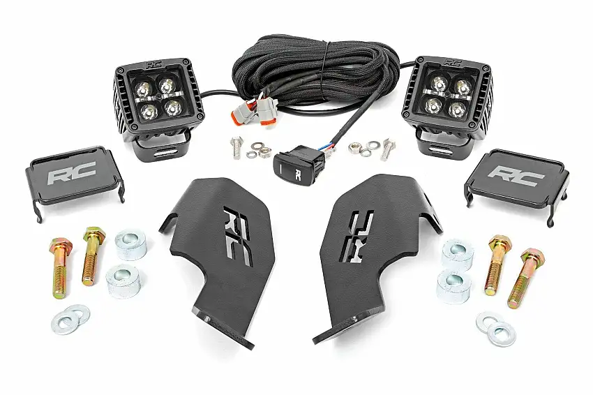 Fits Honda Talon 1000 LED Light; Cage Mount; 2" Black Pair; Amber DRL; 92033