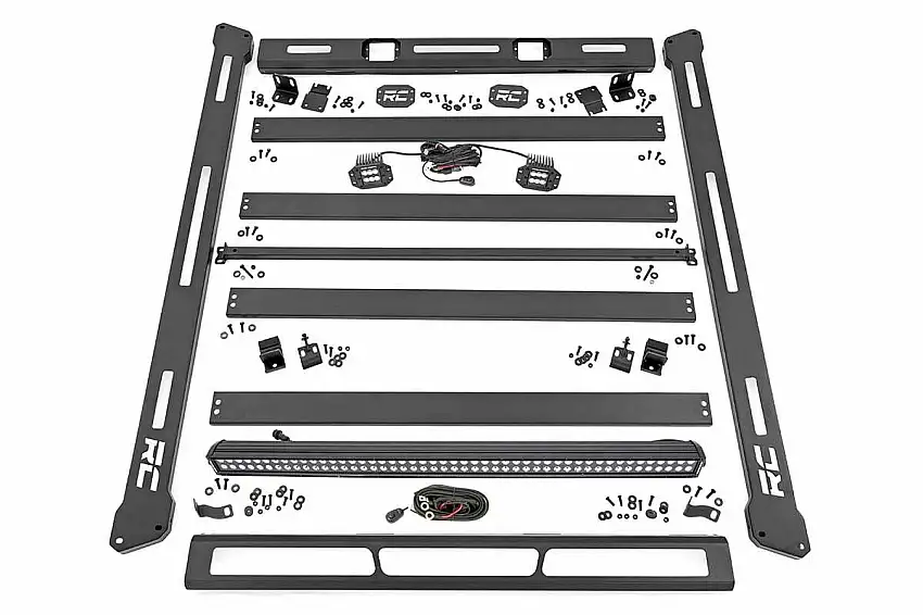 Fits Jeep Wrangler JK (07-18) Roof Rack; Black Series Lights; 10615
