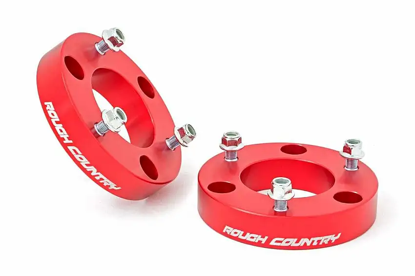 Fits Nissan Titan 2WD/4WD (2004-2024) 2 Inch Leveling Kit; Red Spacers; 863RED