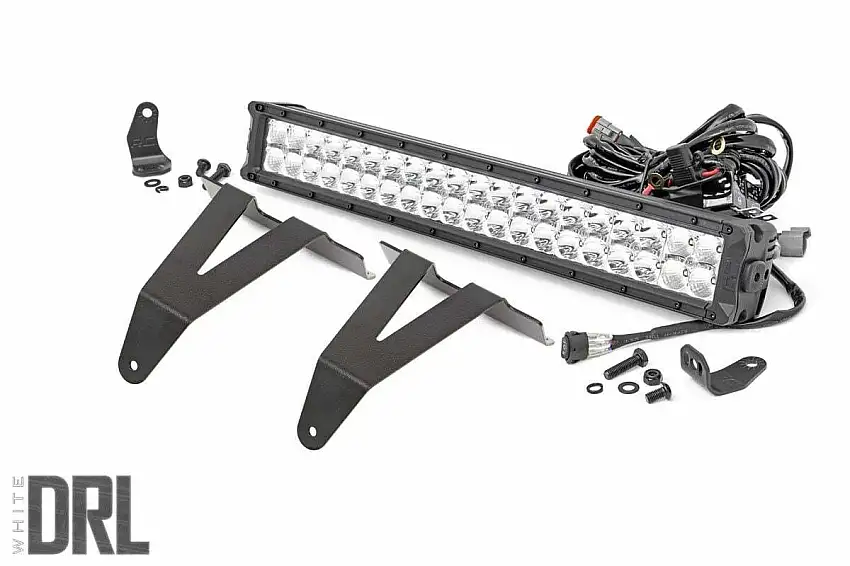 Fits Ram 1500(19-24) LED Light Bumper Mount 20" Chrome Dual Row White DRL 70780