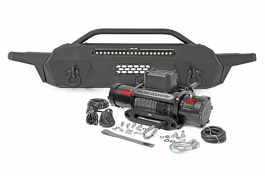 Fits Tacoma(16-23) Front Bumper Hybrid 20" Blk LED 9500-Lb Winch Syn 10722