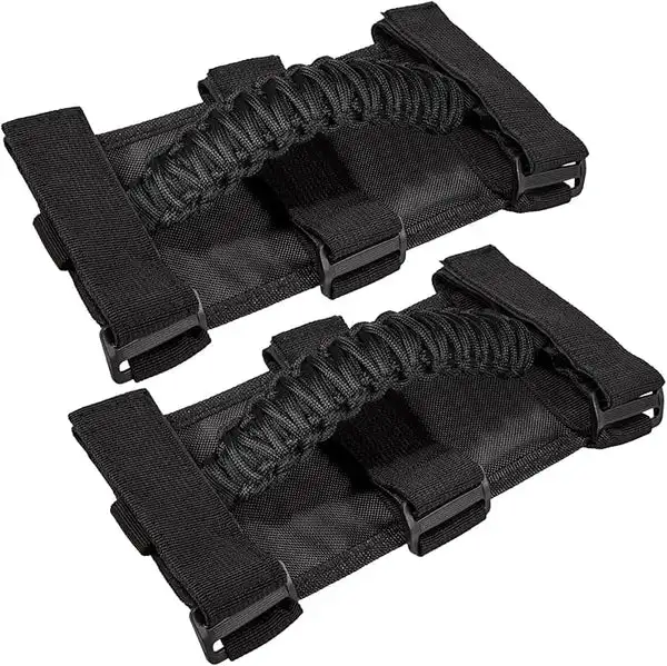 Roll Bar Grab Handles for Jeep Wrangler, Gladiator, and CJs-Black OTC