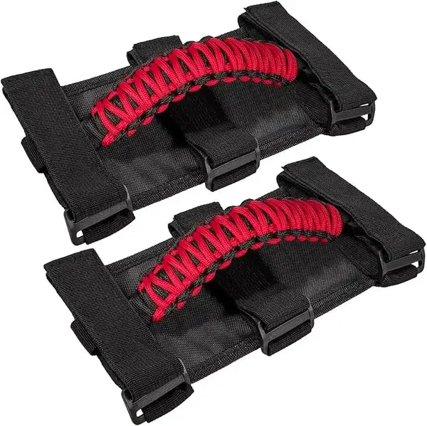 Roll Bar Grab Handles for Jeep Wrangler, Gladiator, and CJs-Red OTC