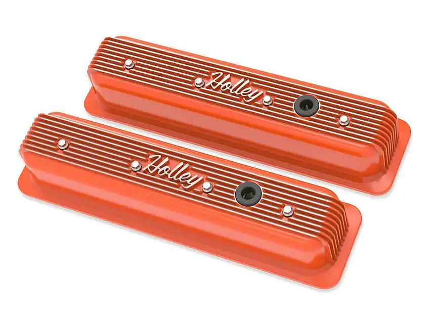 Holley Finned Valve Covers Small Block Chevy Engines Factory Orange 241-249
