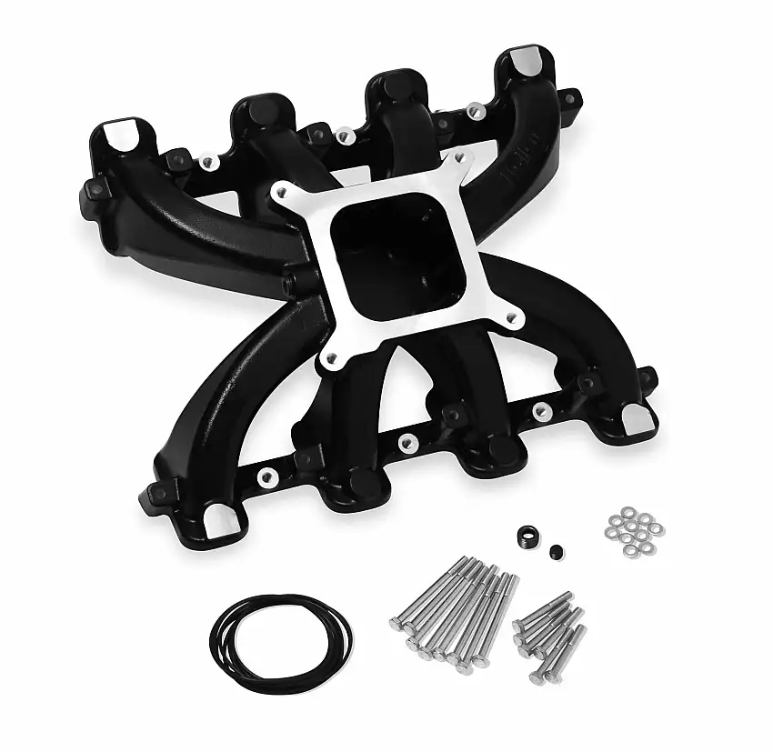 Holley Single Plane Carbureted Intake - GM LS3/L92 - Black - 300-131BK