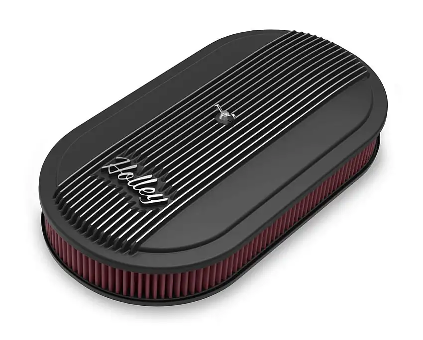 Holley Vintage Series Oval Air Cleaner - Satin Black Machined - 120-402