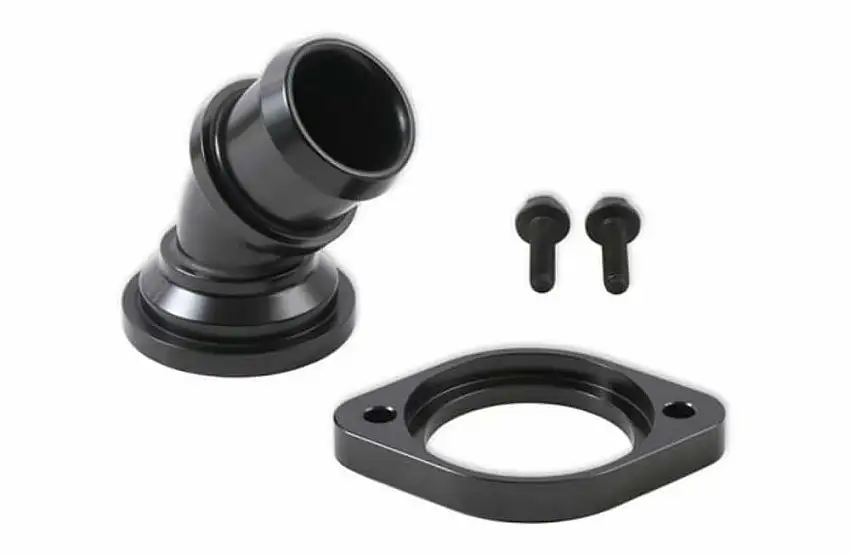 Holley Water Neck - Swivel 45 Degree Angle - Black - 97-343