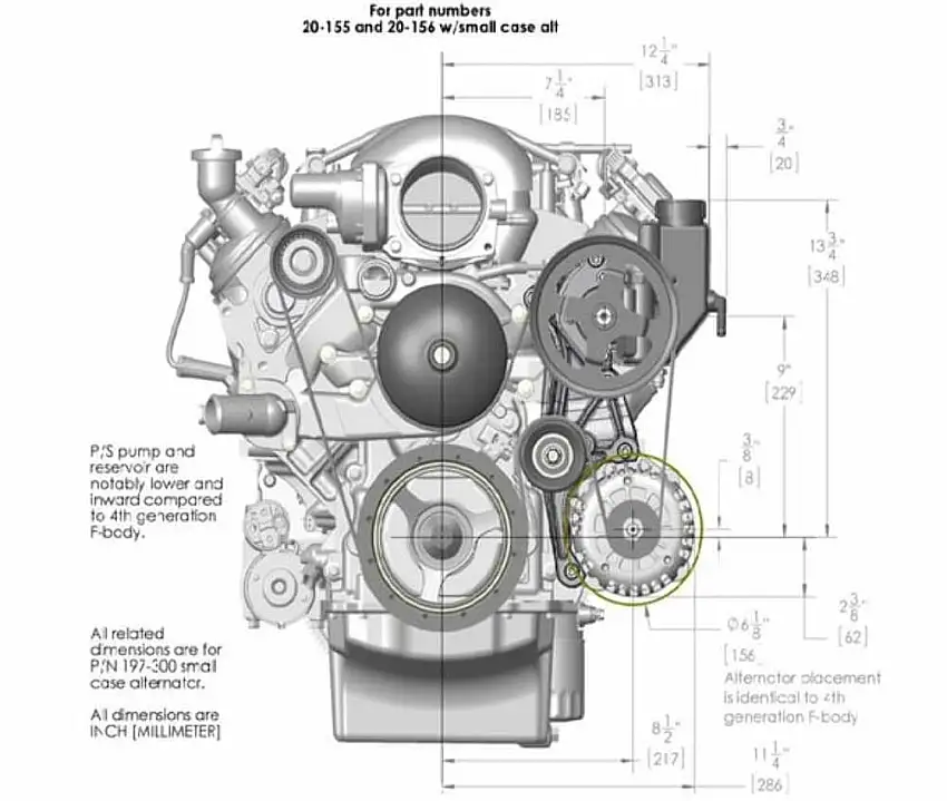 Low LS Drive System (Alt, P/S w/o A/C) Driver's Side - 20-156