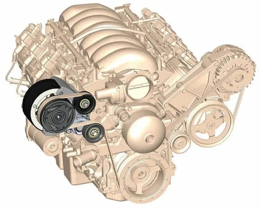 LS A/C Acc Drive Kit R4 A/C Compressor Tensioner & Pulleys Black Finish 20-140BK
