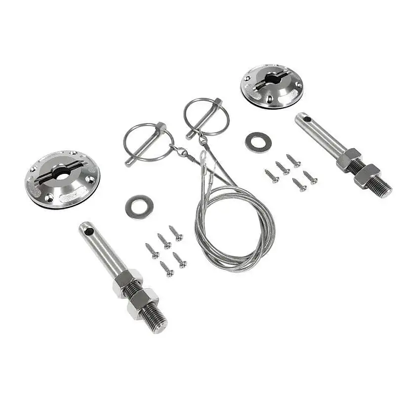 Modern Hood Pin Kit aluminum/SS fits Ford Mustang 15-19 Drake -FR3Z-6316892-LM