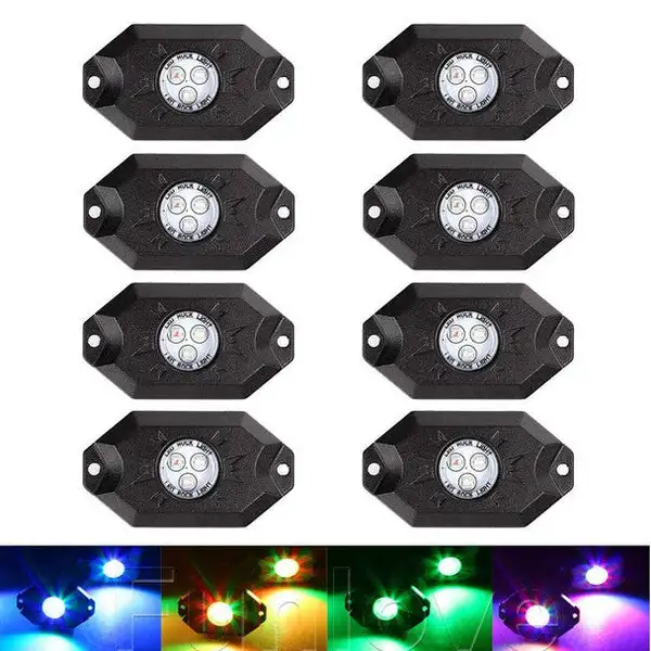 Eight Rock Light Multi Color LED with Bluetooth Wireless Control- 8 Rock Lights