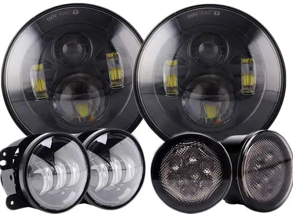 Jeep Wrangler Black Out LED Headlight, Fog Light and Turn Signal Combo/Package JK 2007-2018
