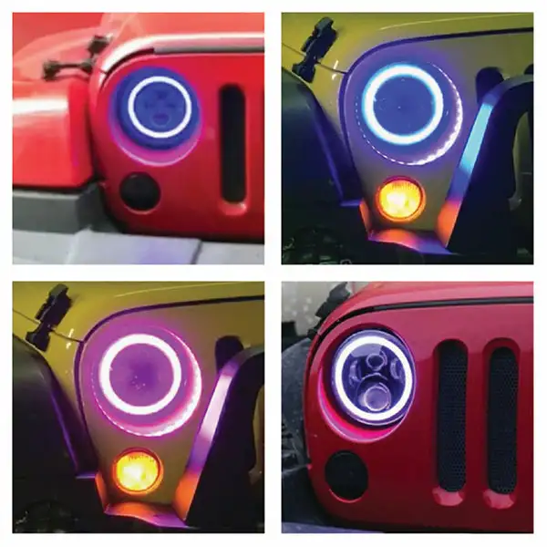 7 Inch RGB Accent Headlight High/Low RGB Full Halo Black Reflector Tempest - QTE555 - Quake LED