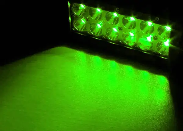 8 Inch LED Light Bar Dual Row 36 Watt Combo White/Green Magma Series - QUDG393 - Quake LED
