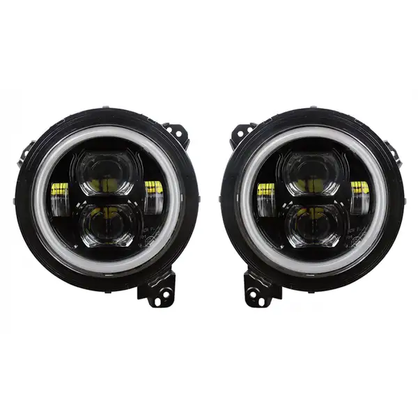 Jeep JL/JT 9" Headlights with DRL, Sequential Turns and RGB Accent - QTE1039 - Quake LED