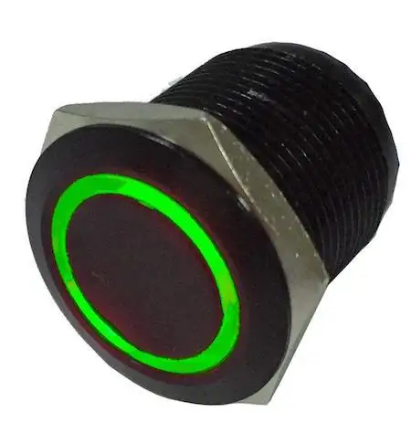 Momentary Flush Mount Switches 5 Pin 5 Amp Black/Green - QRS728 - Quake LED
