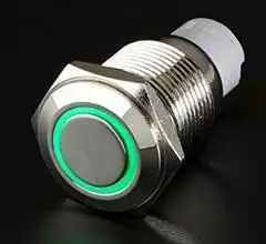 Momentary Flush Mount Switches 5 Pin 5 Amp Chrome/Green - QRS733 - Quake LED