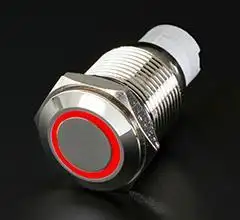 Momentary Flush Mount Switches 5 Pin 5 Amp Chrome/Red - QRS734 - Quake LED