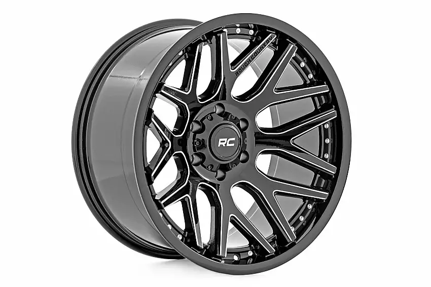 Rough Country 95 Series Wheel Gloss Black Machined 20x10 8x180 -19mm 95201006M