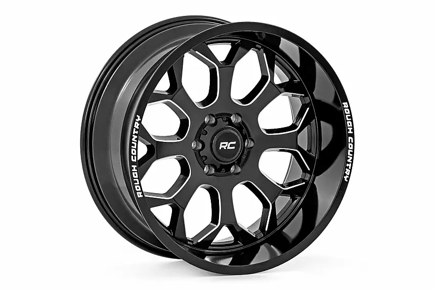 Rough Country 96 Series Wheel; One-Piece; Black; 20x10; 8x170; -19mm 96201011