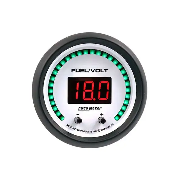 AutoMeter 52.4mm White Switchable 0-100 Fuel Level/8-18V Voltmeter Phantom Elite Digital Gauge (6709-PH)