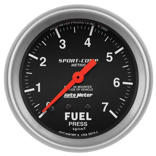AutoMeter Sport-Comp 2 5/8in 0-7 Kg/Cm2 Mechanical Fuel Pressure Gauge (3412-J)